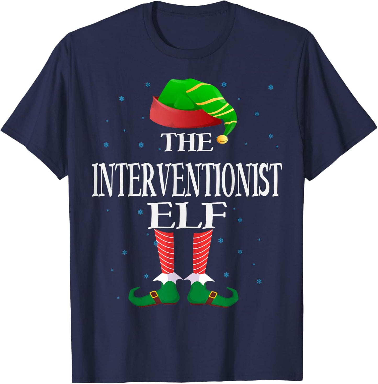 Interventionist Elf Funny Matching Pajama Group Christmas T-Shirt - T-Shirt | Navy
