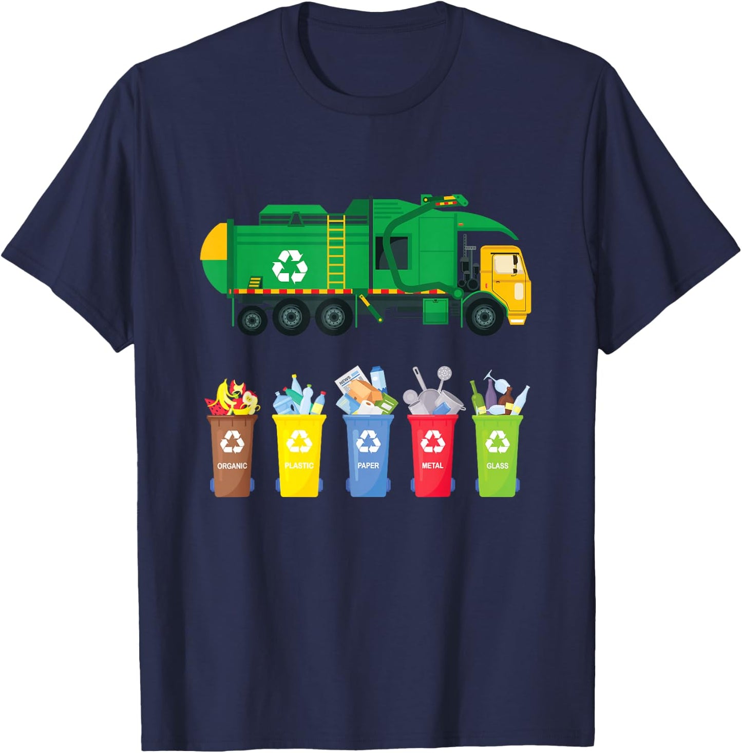 Recycling Trash Truck Kids Garbage Truck T-Shirt - T-Shirt | Navy