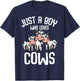 Just A Boy Who Loves Cows Farmers Cow Kids Toddler Boys T-Shirt - T-Shirt | Navy