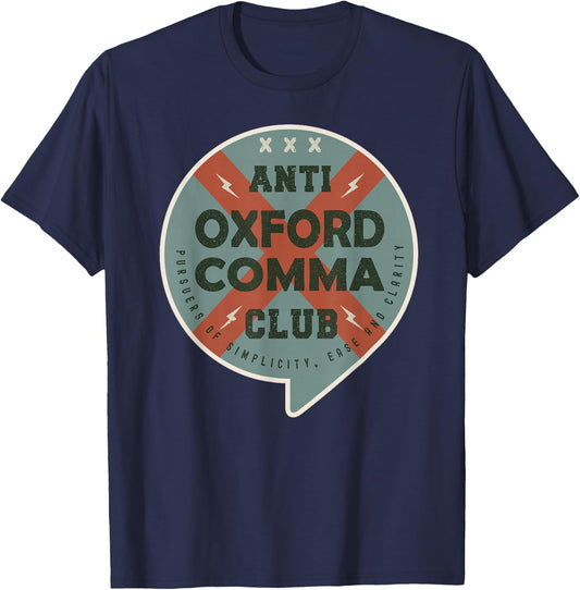 Anti Oxford Comma Club Vintage Anti Oxford Comma League T-Shirt - T-Shirt | Navy