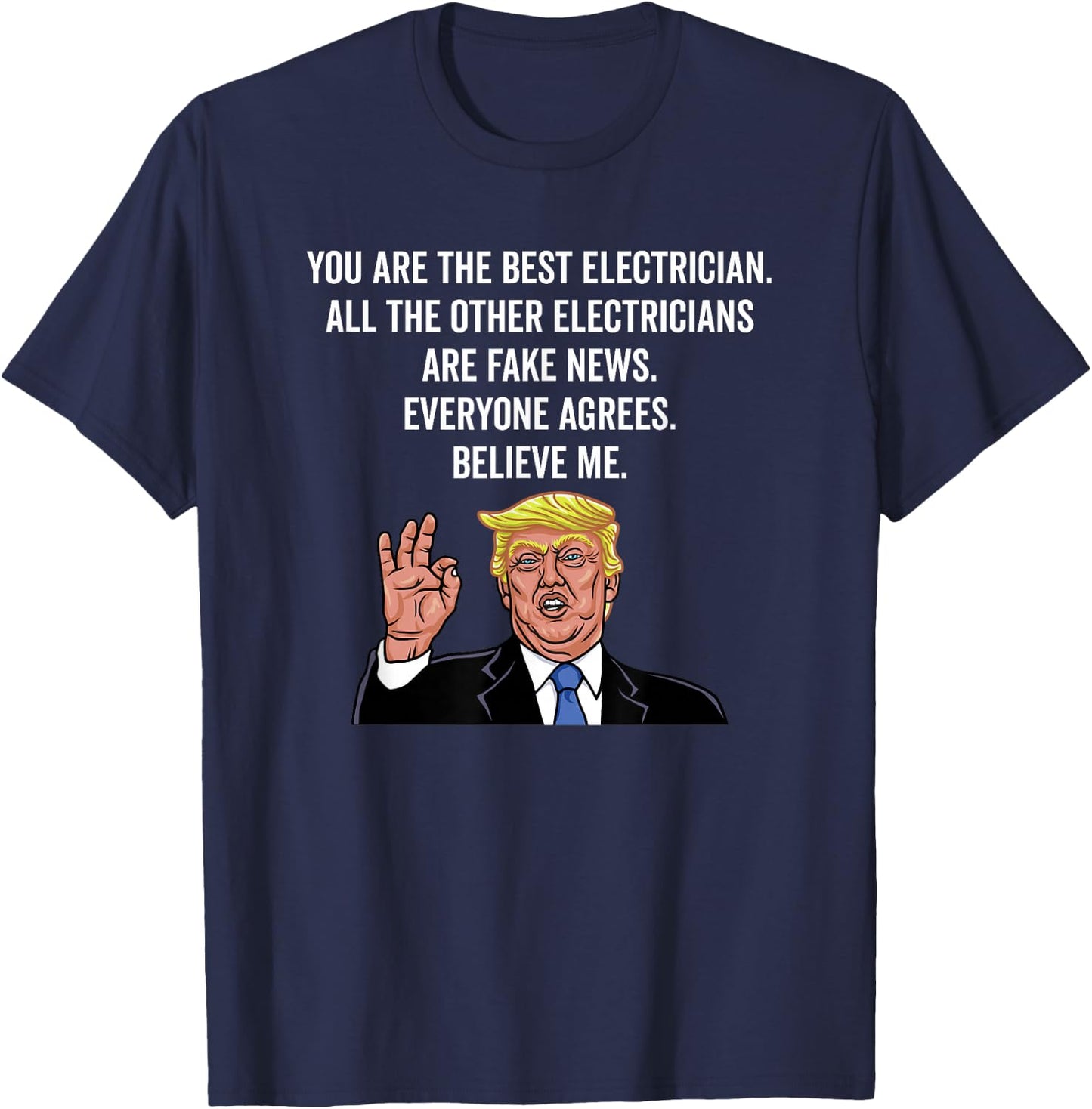 Funny Electrician Designs Men's Black Funny Trump Electrician Lineman T-Shirt - T-Shirt | Navy