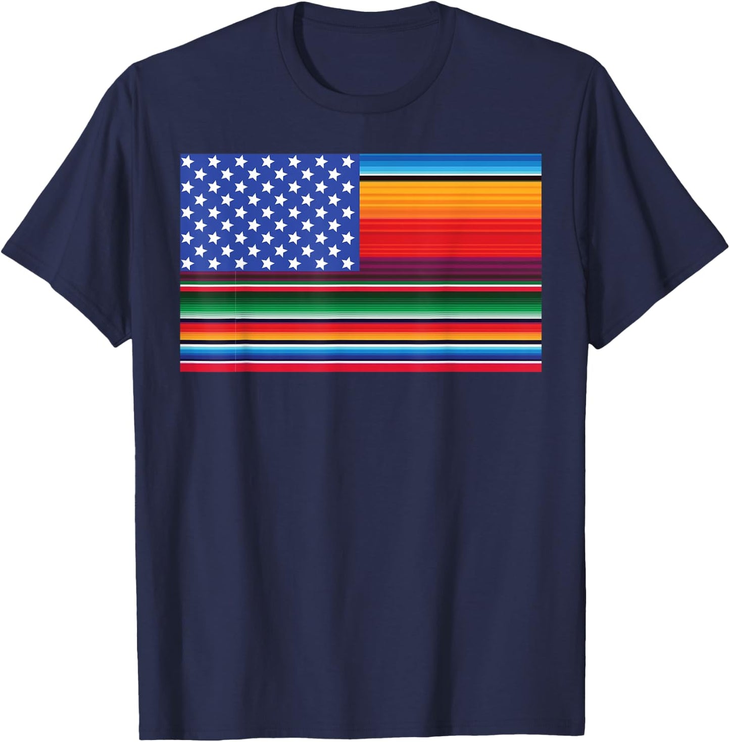 Cinco De Mayo Festival Funny Serape American USA Flag Cool T-Shirt - T-Shirt | Navy
