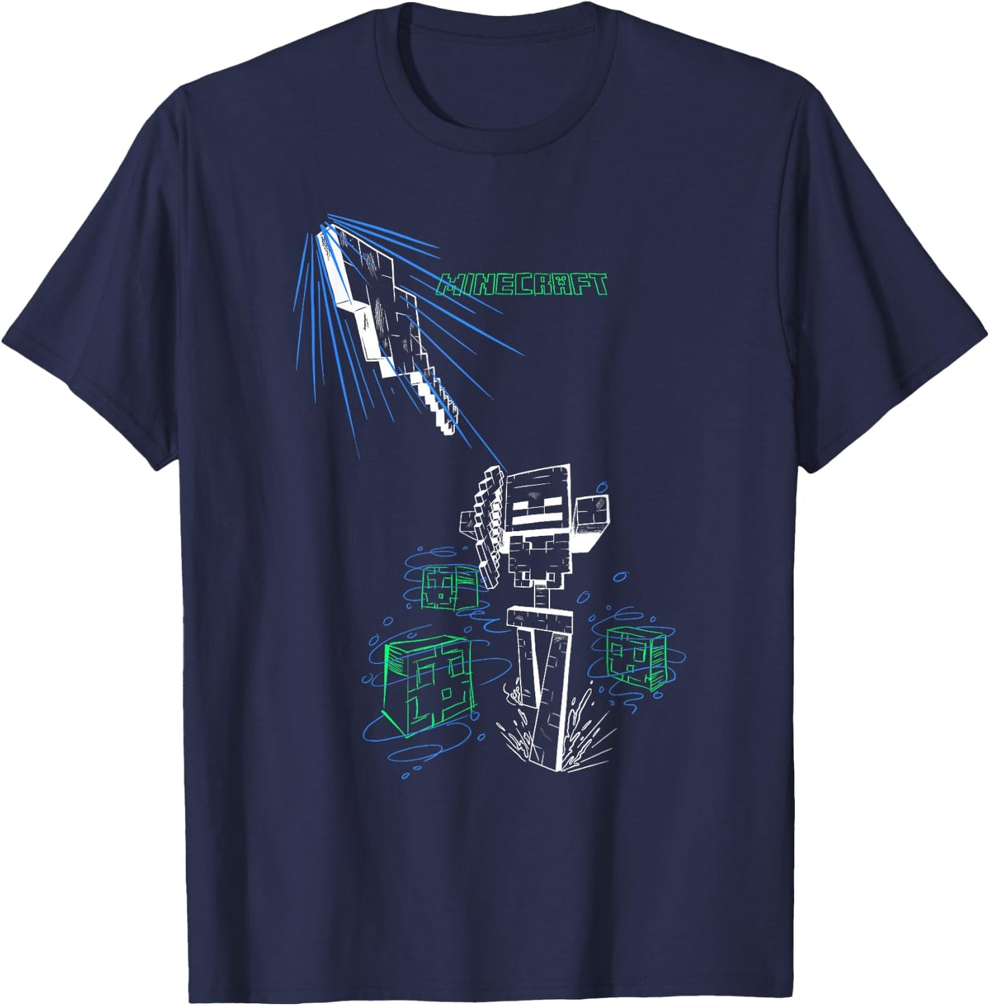 Minecraft Skeleton Arrow Shot Logo T-Shirt - T-Shirt | Navy