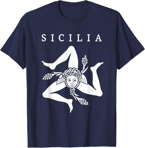 Sicilia Flag Sicily Palermo Italy T-Shirt - T-Shirt | Navy