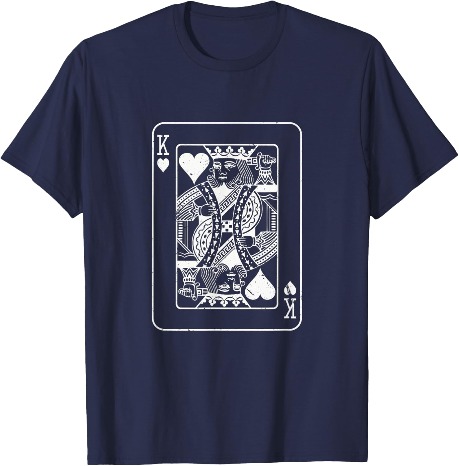 Heart King Playing Card - Poker Skat Double Head Wedding Couple T-Shirt - T-Shirt | Navy