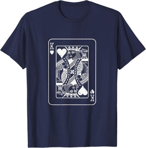 Heart King Playing Card - Poker Skat Double Head Wedding Couple T-Shirt - T-Shirt | Navy