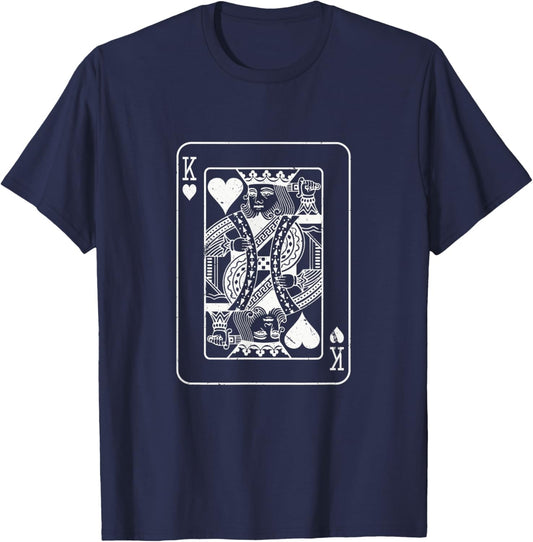 Heart King Playing Card - Poker Skat Double Head Wedding Couple T-Shirt - T-Shirt | Navy