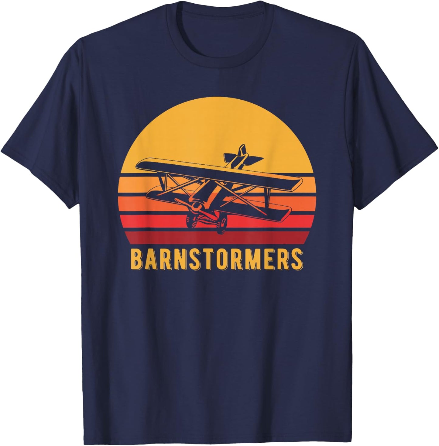 Biplane Barnstorming Shirt, Retro Barnstormer Gift T-Shirt - T-Shirt | Navy