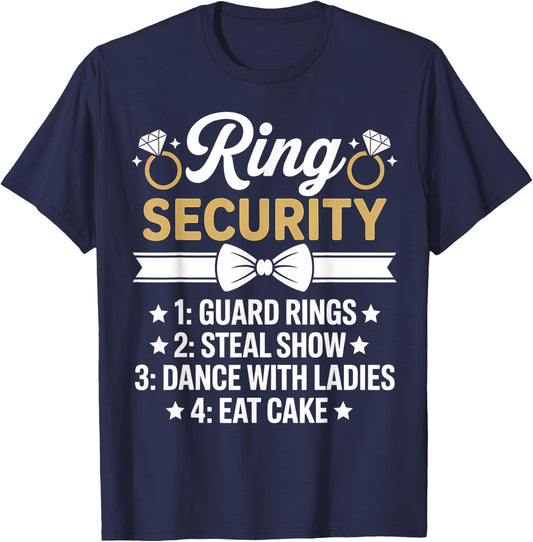 Ring Security Wedding Party Funny Ring Bearer T-Shirt - T-Shirt | Navy