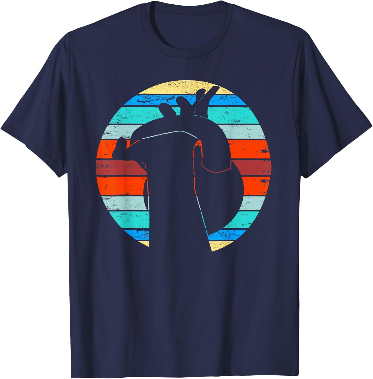 Vintage Workout Kettlebell Retro Sunset Gym Fitness Gift T-Shirt - T-Shirt | Navy