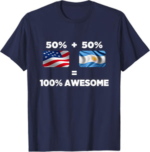 Half American Half Argentinian Totally Awesome T Shirt T-Shirt - T-Shirt | Navy