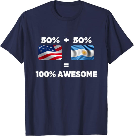 Half American Half Argentinian Totally Awesome T Shirt T-Shirt - T-Shirt | Navy