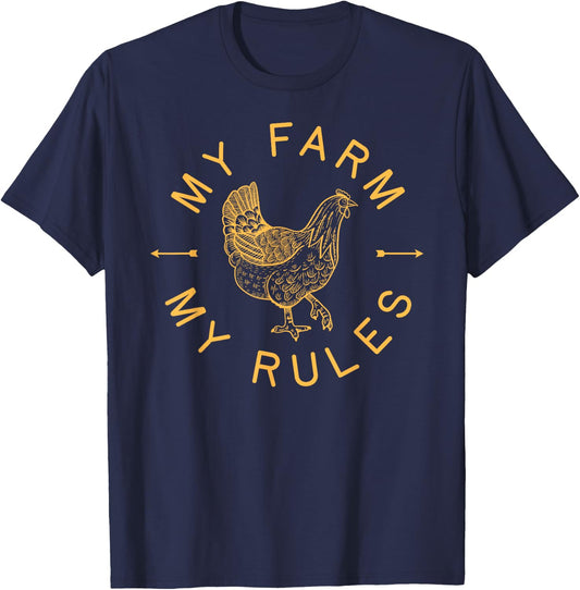 Chicken Shirt Coop Hair Dont Care Farm Animal Hen Gift 4 T-Shirt - T-Shirt | Navy
