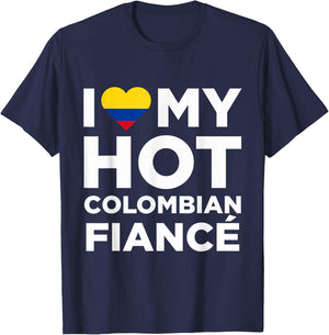 I Love My Hot Colombian Fiance Cute Colombia Native T-Shirt - T-Shirt | Navy