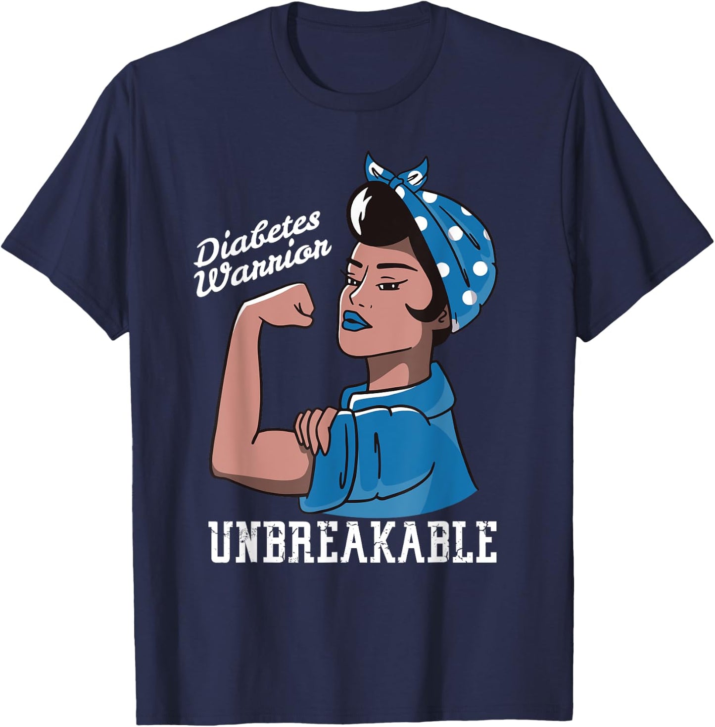Diabetes Awareness Month Woman Unbreakable Mother T1 T2 T-Shirt - T-Shirt | Navy