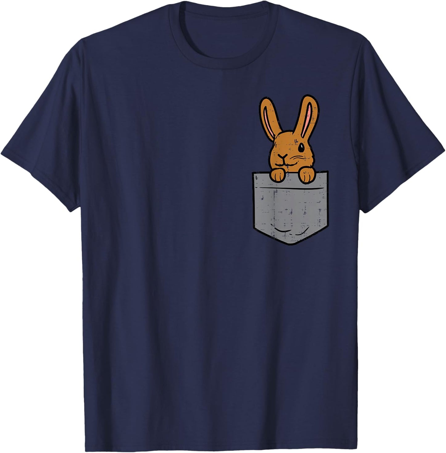 Pocket Bunny Rabbit Cute Happy Easter Day Men Women Kids T-Shirt - T-Shirt | Navy
