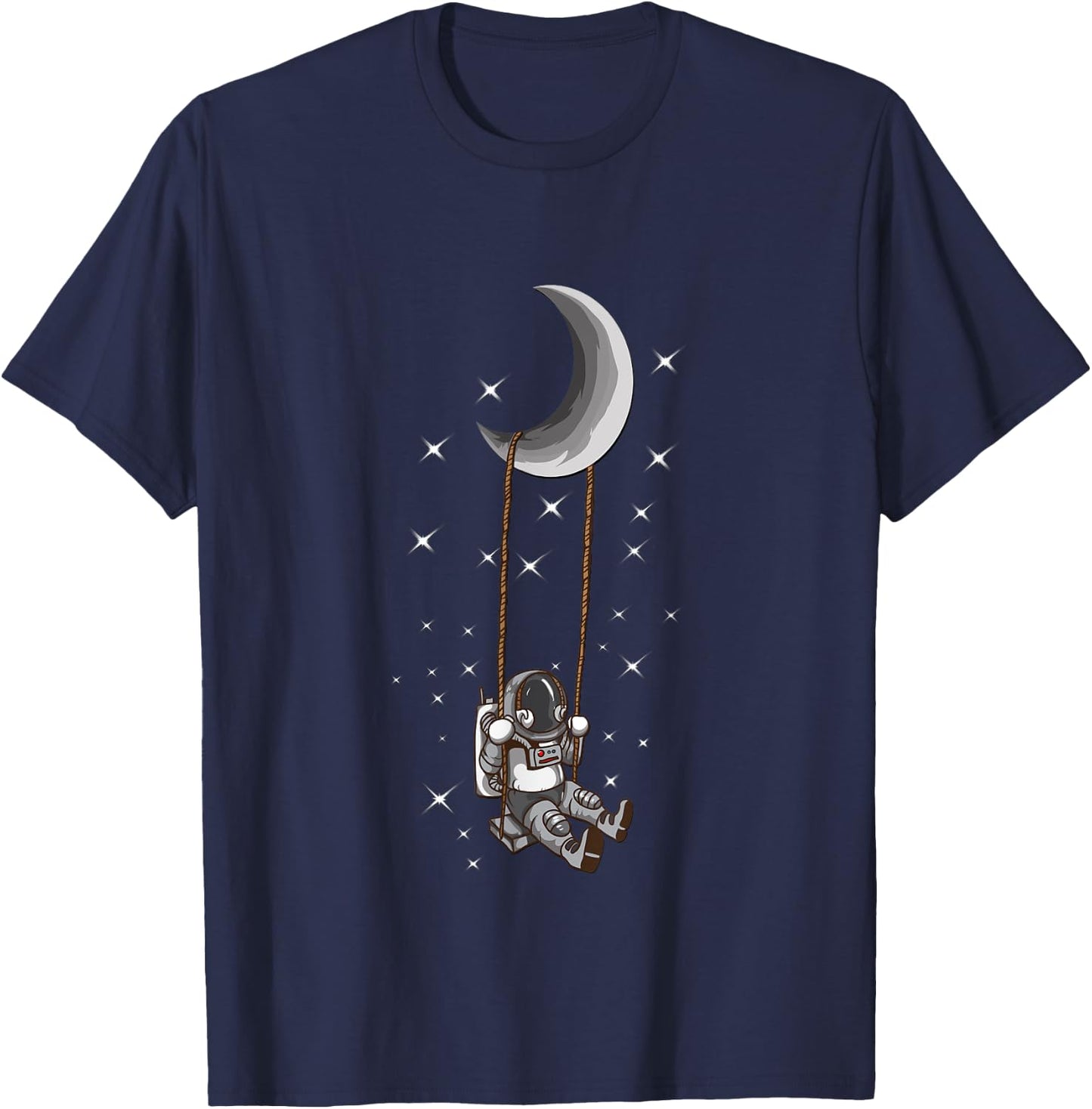 Astronaut Moon Swing Space Universe Stars Cosmonaut T-Shirt - T-Shirt | Navy