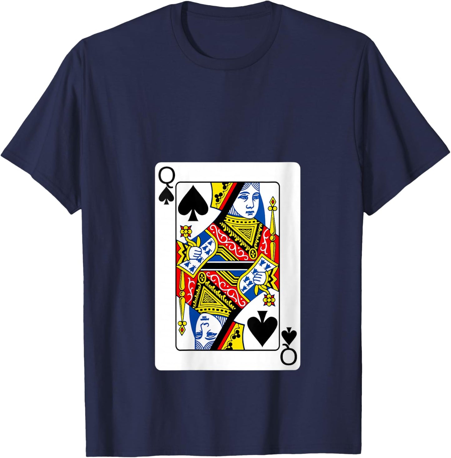 Queen Of Spades Playing Card Group Costume Poker Player V-Neck T-Shirt - T-Shirt | Navy