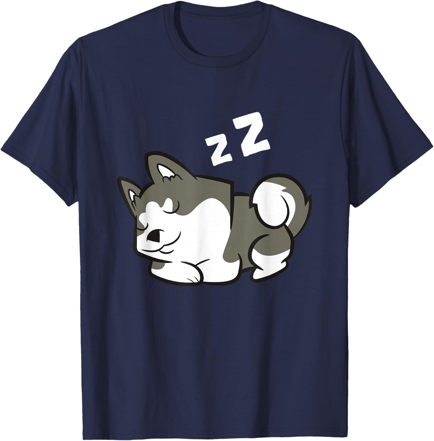 Lazy Husky Dog Sleeping Siberian Husky T-Shirt - T-Shirt | Navy