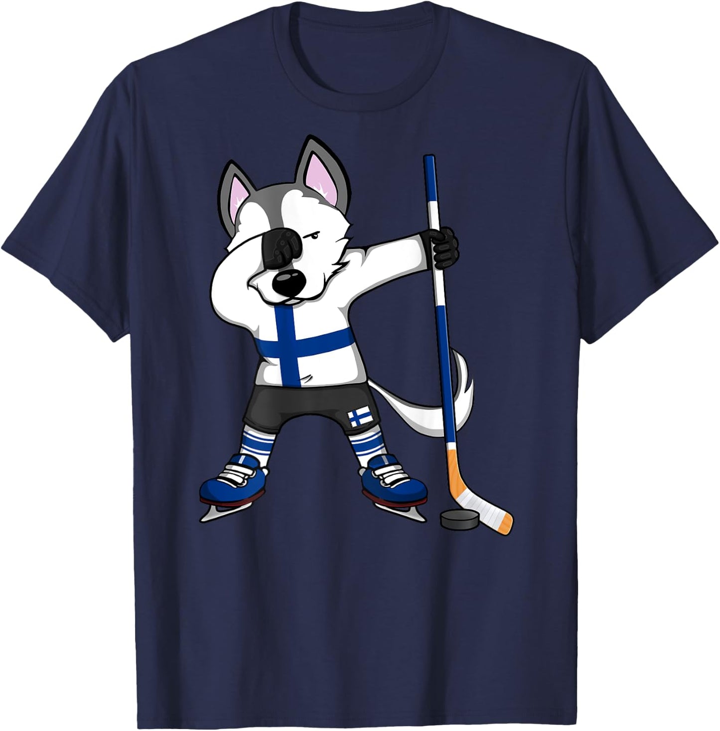 Dabbing Husky Finland Ice Hockey Lovers Jersey Winter Sports T-Shirt - T-Shirt | Navy