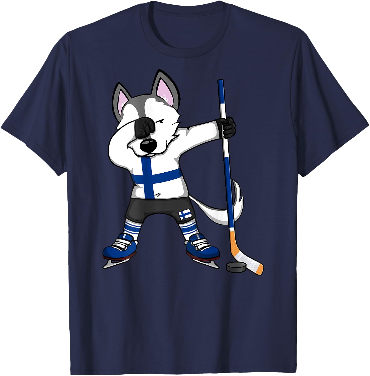 Dabbing Husky Finland Ice Hockey Lovers Jersey Winter Sports T-Shirt - T-Shirt | Navy