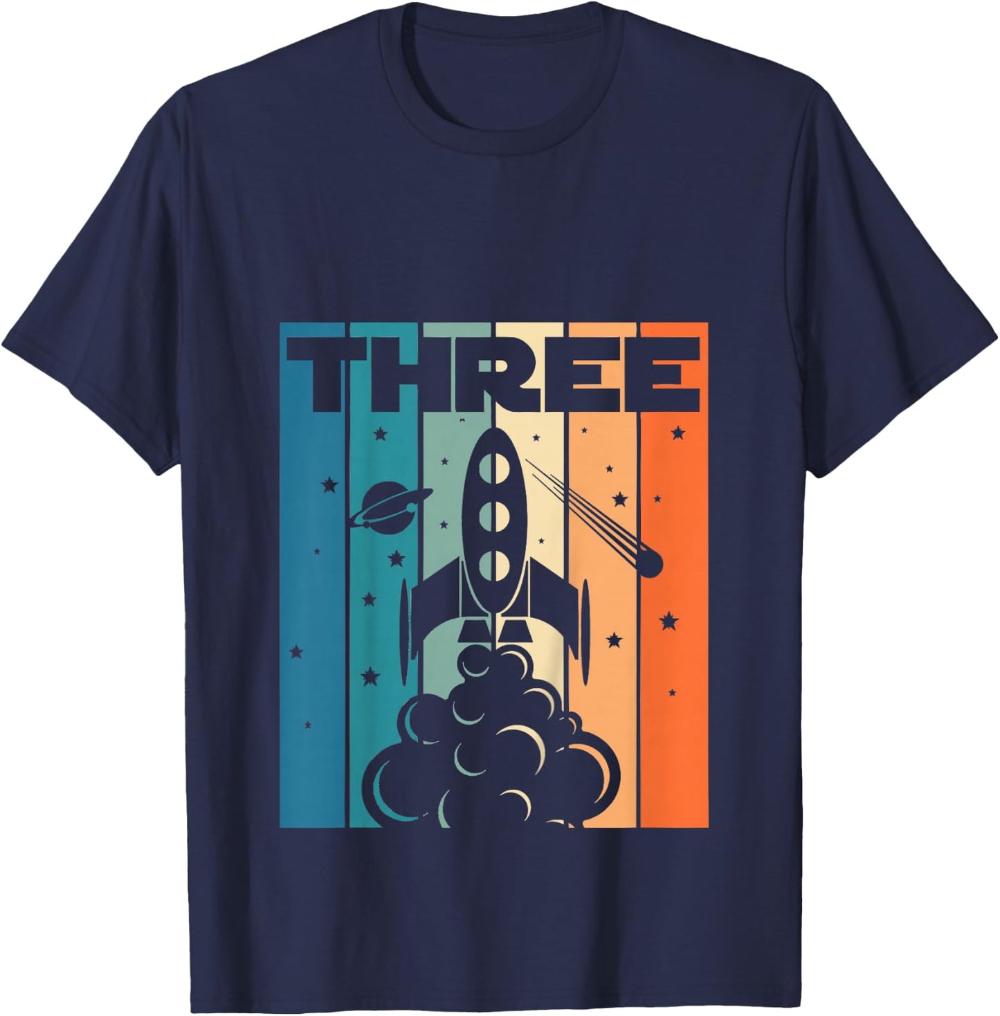 3 Year Old 3rd Space Rocket Astronaut Birthday Boys Girls T-Shirt - T-Shirt | Navy