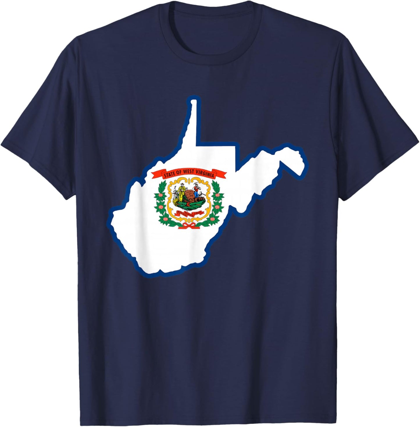 West Virginia State Map Flag Silhouette WV Home T-Shirt - T-Shirt | Navy
