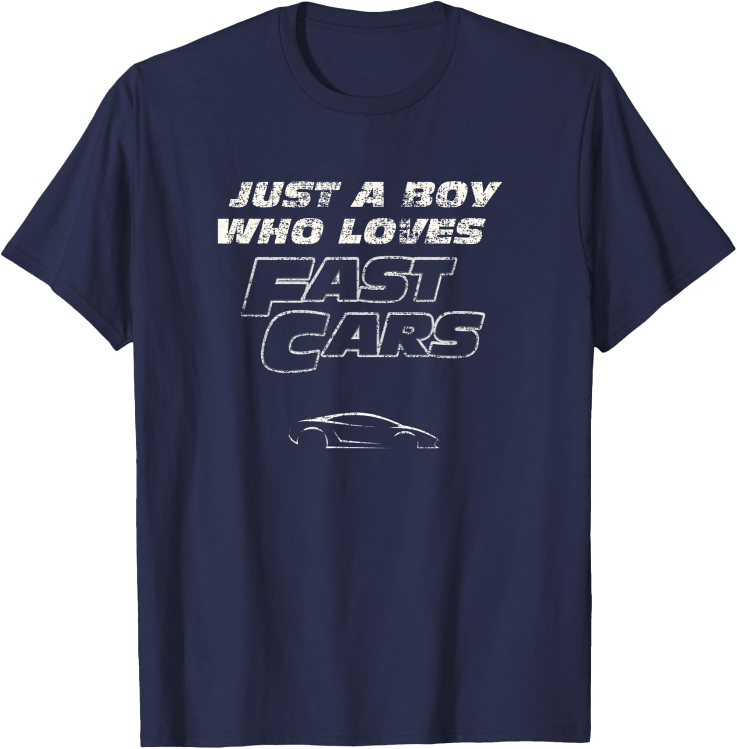 Fast Car Just A Boy Who Loves Fast Cars Funny Gift T-Shirt - T-Shirt | Navy