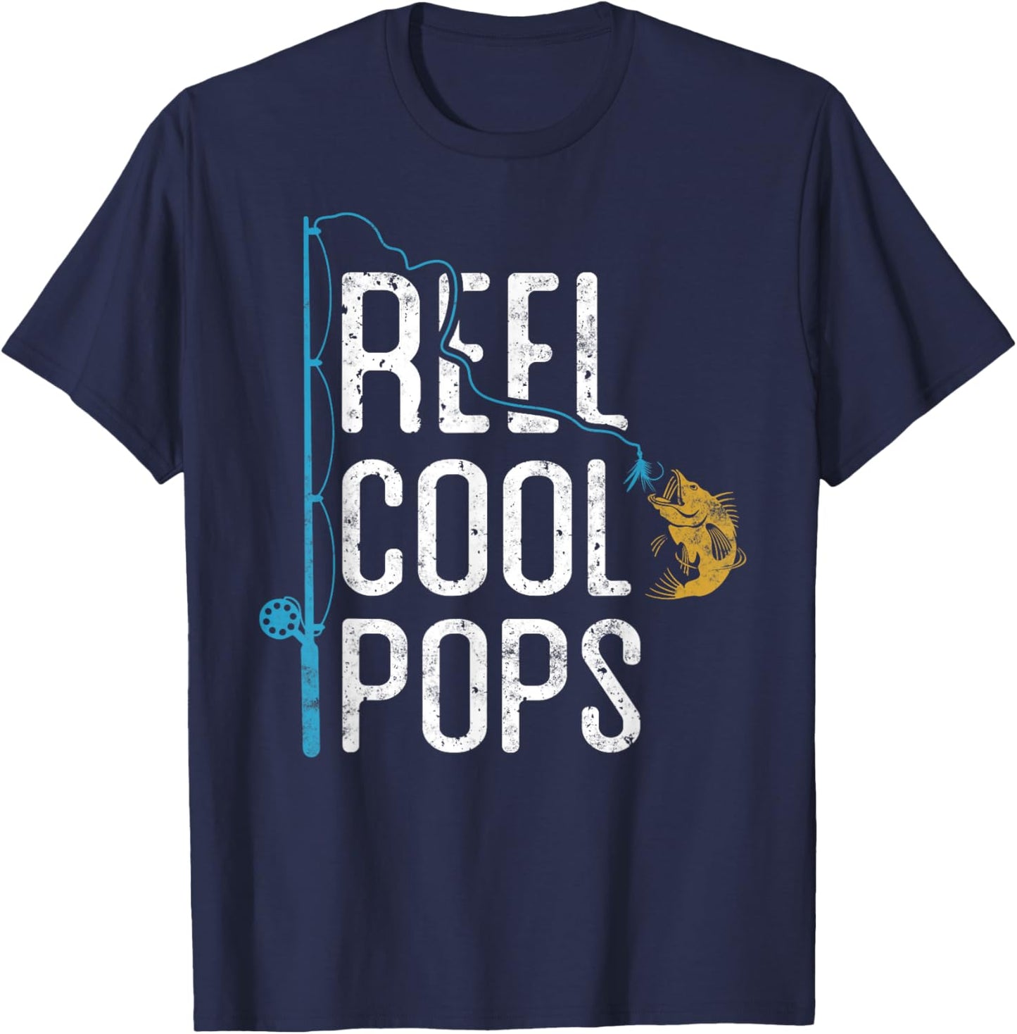 Fishing Reel Cool Pops Father’s Day Gift Fisherman Pops T-Shirt - T-Shirt | Navy