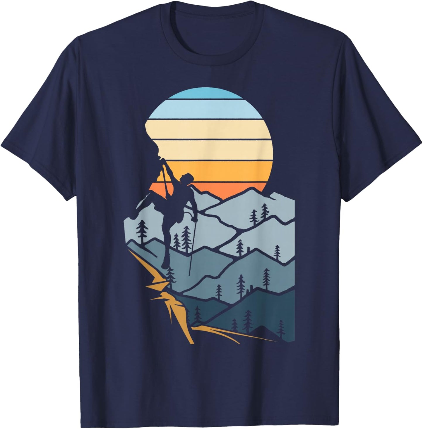 Mountain Climber Boulder Sports Hobby Retro Rock Climbing T-Shirt - T-Shirt | Navy