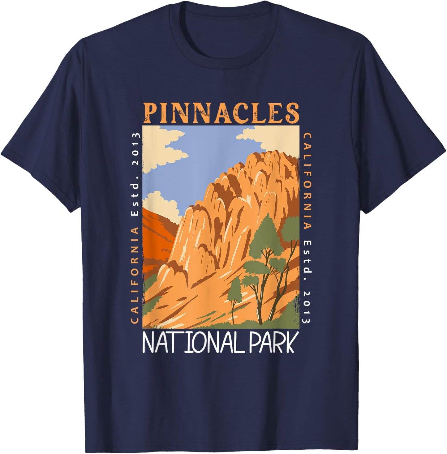 Pinnacles National Park California Distressed Vintage T-Shirt - T-Shirt | Navy