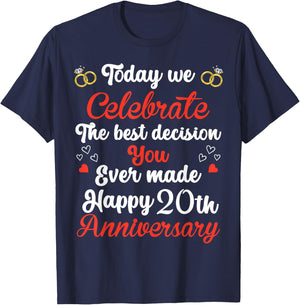 20 Years Anniversary Marriage Couples 20th Year of Marriage T-Shirt - T-Shirt | Navy