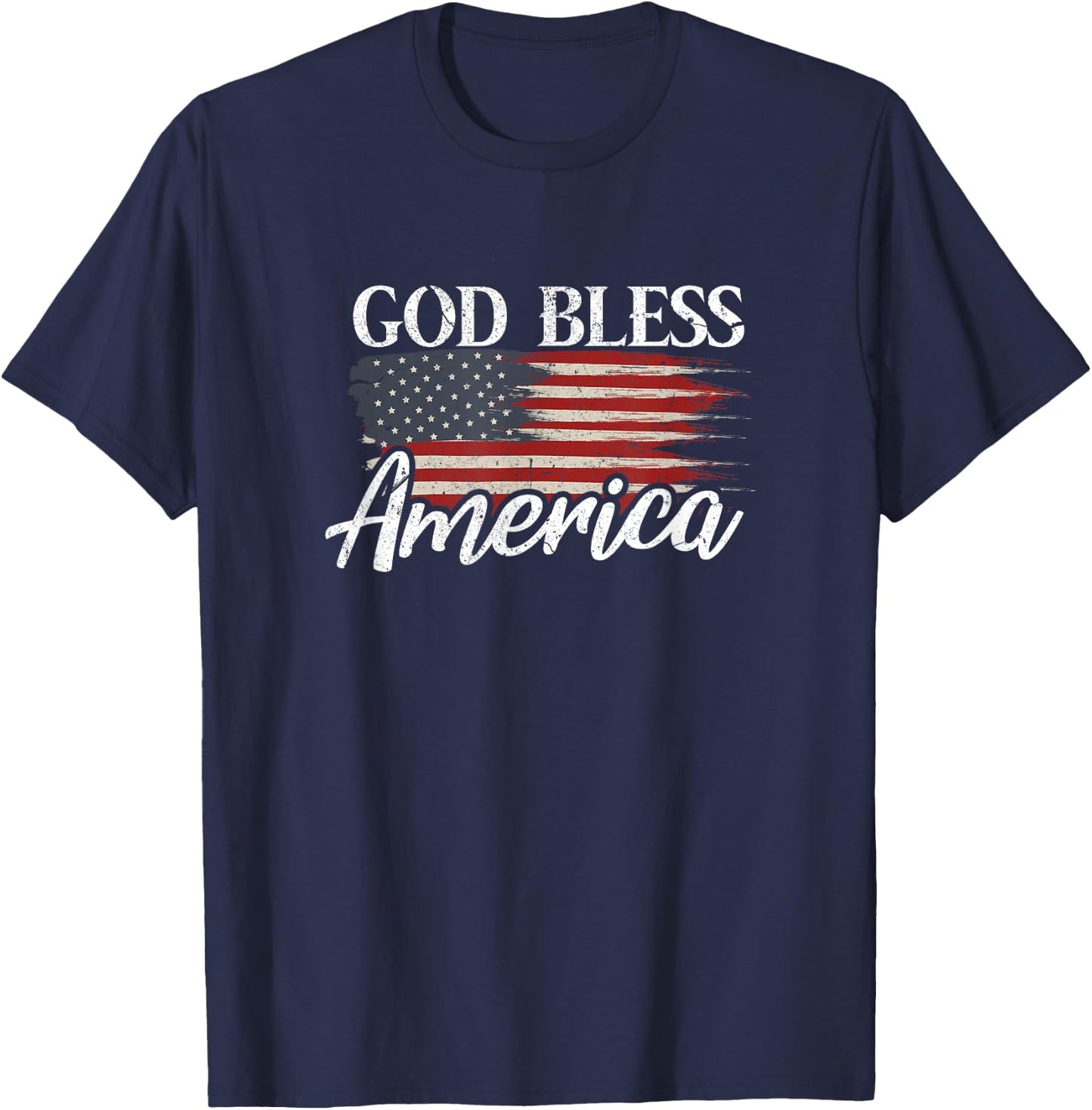 God Bless America 4th of July Patriotic USA T-Shirt - T-Shirt | Navy