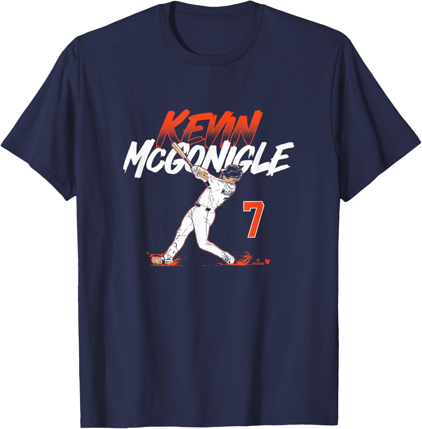 Kevin McGonigle - Slugger Swing Number - Detroit Baseball T-Shirt - T-Shirt | Navy