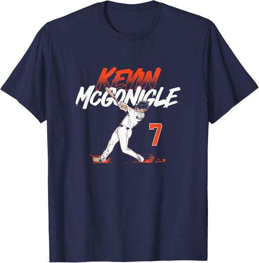 Kevin McGonigle - Slugger Swing Number - Detroit Baseball T-Shirt - T-Shirt | Navy
