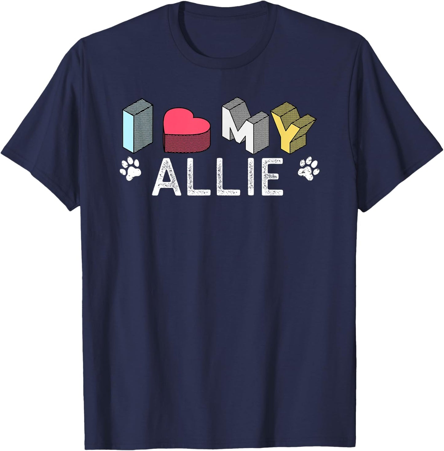 Allie Personalized Dog Name Allie Pet Lover Men Women Kids T-Shirt - T-Shirt | Navy