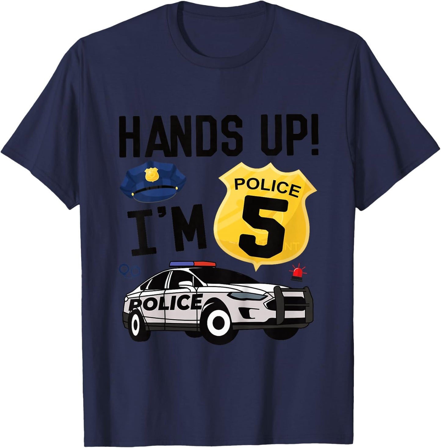 5th Birthday Policeman Boy Five Year Old Police Officer T-Shirt - T-Shirt | Navy