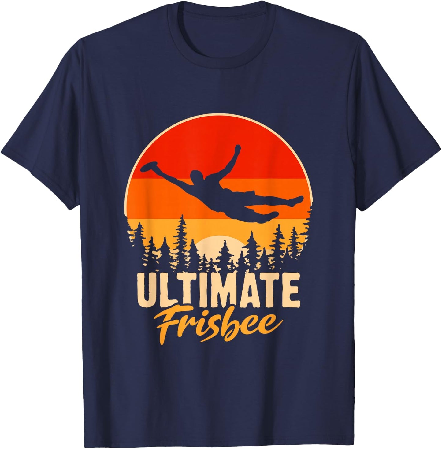 Retro Ultimate Frisbee Player Men Women Vintage Flying Disc T-Shirt - T-Shirt | Navy