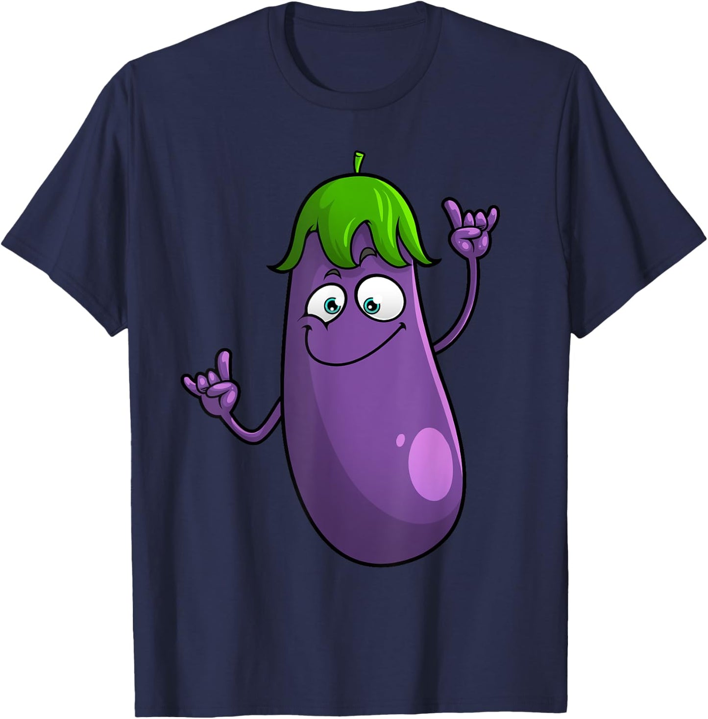 Funny Eggplant Designs Women Fruit Vegetable T-Shirt - T-Shirt | Navy