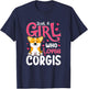 Just A Girl Who Loves Corgis Cute Dog Lover Women Novelty T-Shirt - T-Shirt | Navy