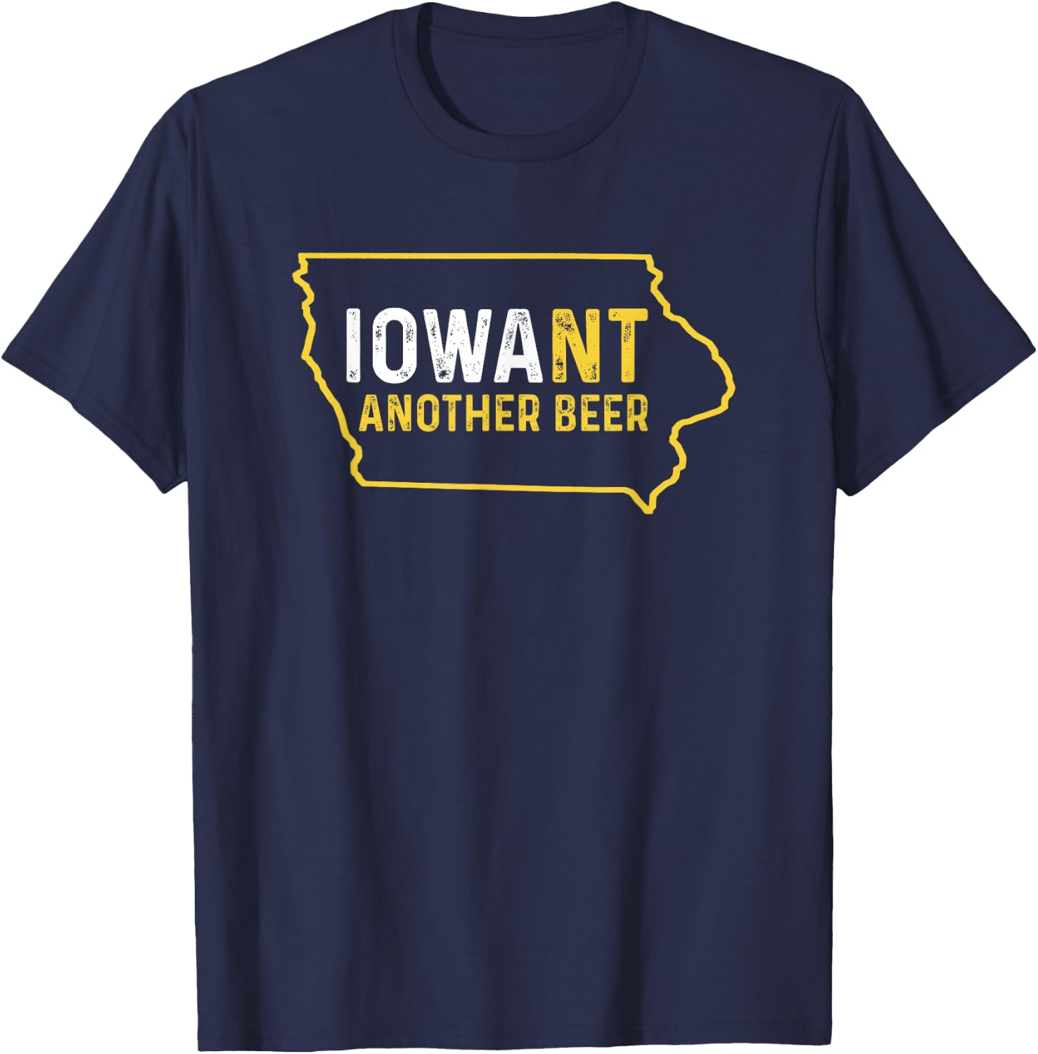 Funny Iowa Beer Distressed Iowa State Map T-Shirt - T-Shirt | Navy