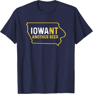 Funny Iowa Beer Distressed Iowa State Map T-Shirt - T-Shirt | Navy