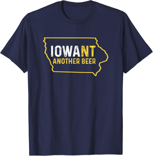 Funny Iowa Beer Distressed Iowa State Map T-Shirt - T-Shirt | Navy