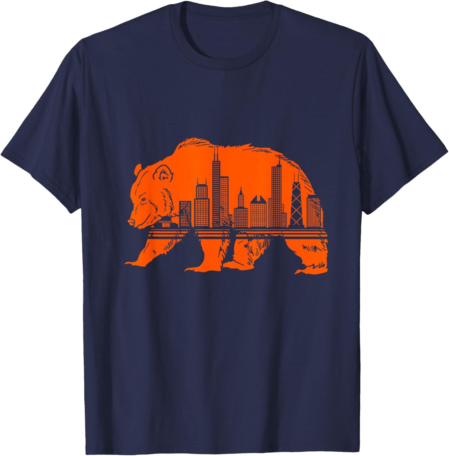 Chicago Downtown City Skyline Illinois Pride T-Shirt - T-Shirt | Navy