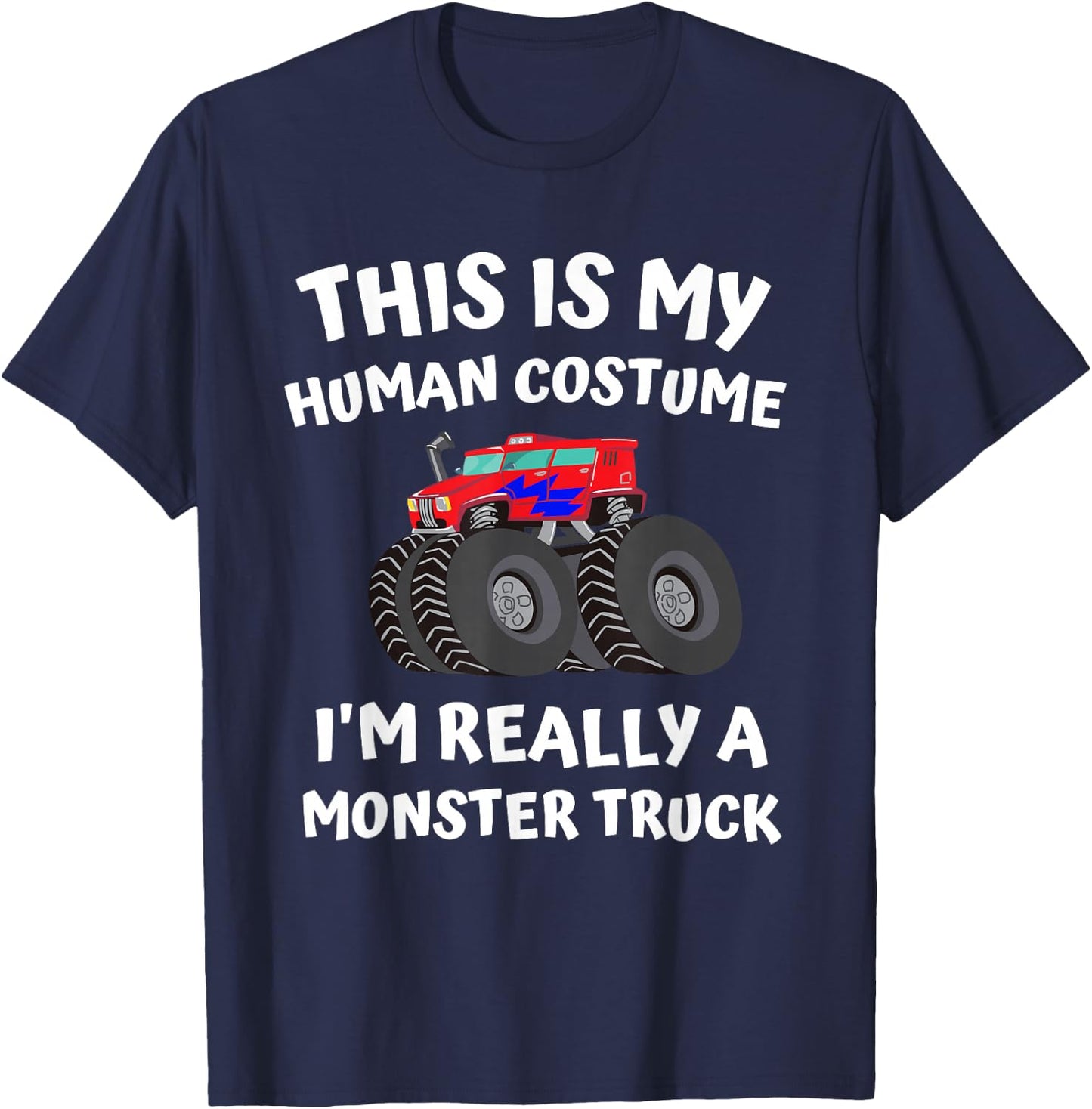 Kids Monster Truck Halloween Costume Toddler Boys 5T 4T T-Shirt - T-Shirt | Navy