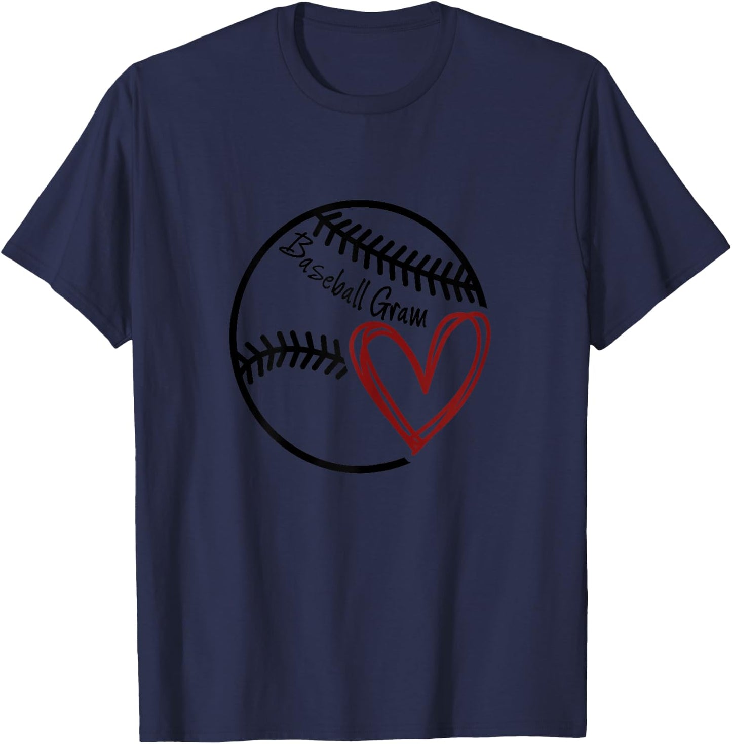 Baseball Gram Heart Grandma T-Shirt - T-Shirt | Navy