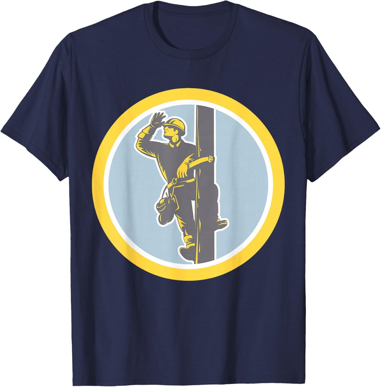 Electrician holding lightning bolt - Telephone - Repairman T-Shirt - T-Shirt | Navy
