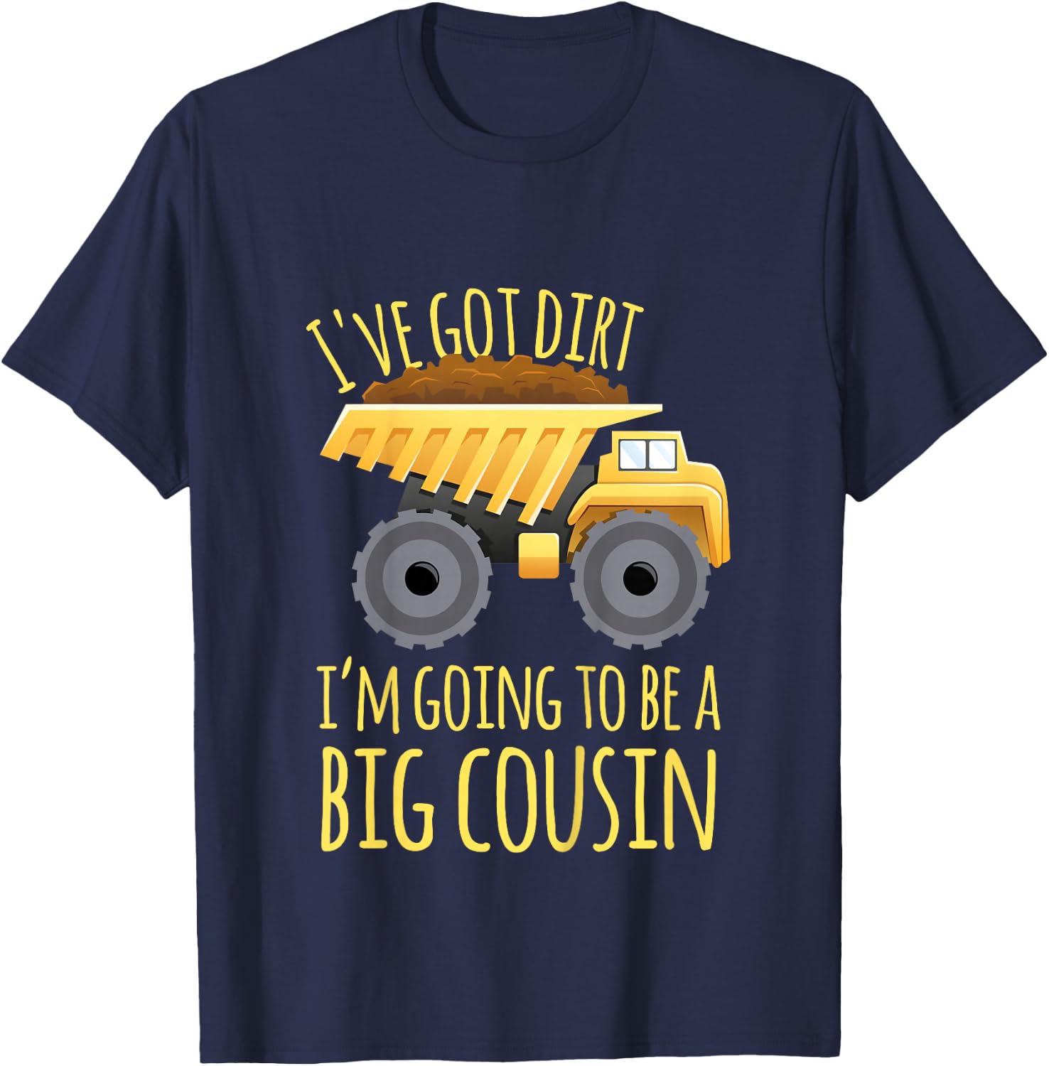 Kids Big cousin digger construction design for pregnancy reveal T-Shirt - T-Shirt | Navy