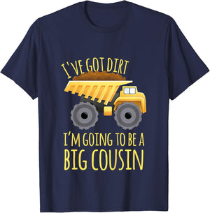 Kids Big cousin digger construction design for pregnancy reveal T-Shirt - T-Shirt | Navy