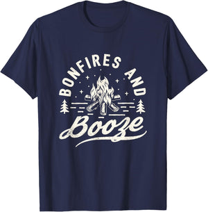 Bonfires and Booze Trendy casual Shirt T-Shirt - T-Shirt | Navy